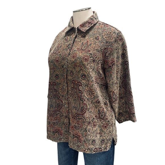 Boho Tapestry Jacket Paisley Button Front Womens Retro Cottagecore Artsy - Picture 6 of 7